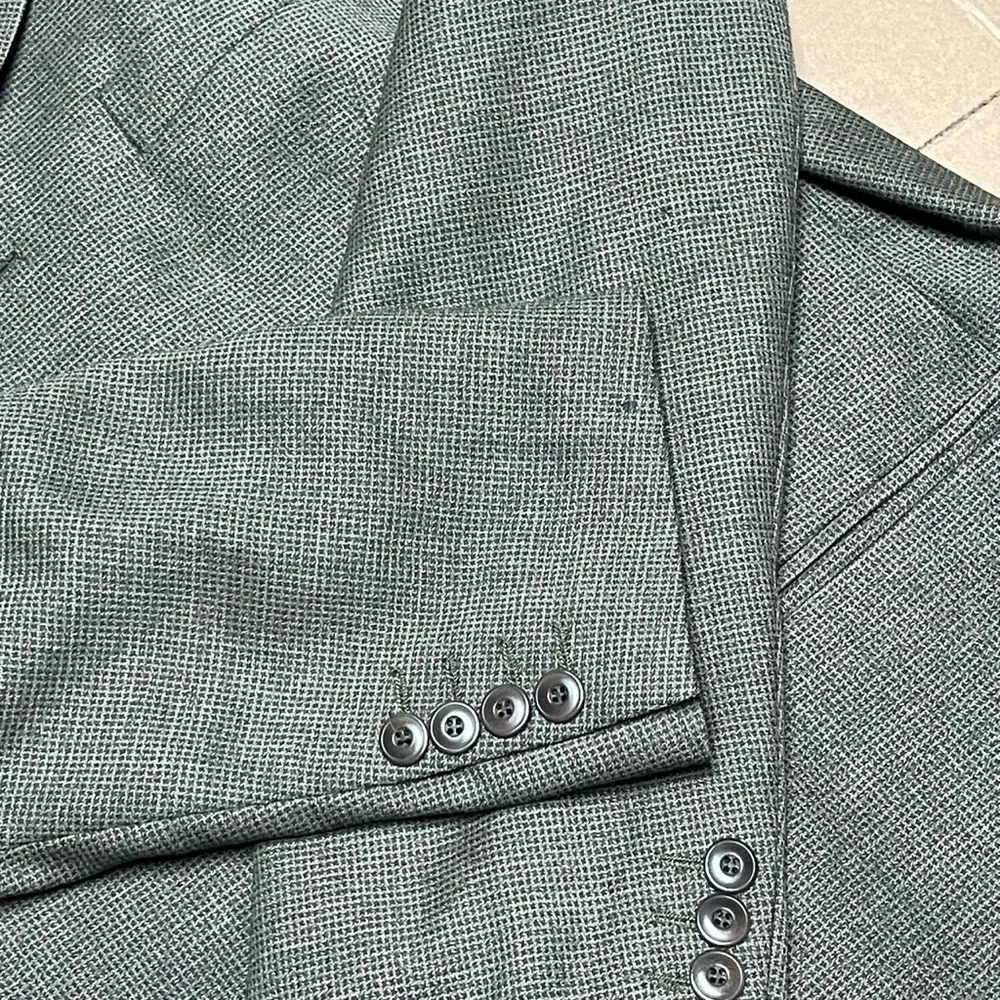 Bachrach Mens Sz 40S Blazer Made in Italy Grey Check Wool 3-Button VTG Corpcore
